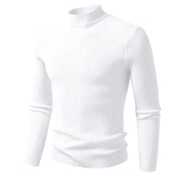 Mens Mock Neck Pullover Sweater High Neck Turtleneck Long Sleeve Sweaters for Men Winter Warm Outwear Stripes Casual Coats
