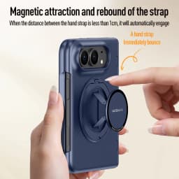 Luxury 360 Rotating Magnetic Stand Hand Strap Case for iPhone Duo 18 Duo Fold Wide Shockproof for Magsafe Film-Integrated Cover