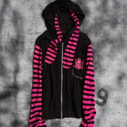 2026 Dark Pink Black Punk Skeleton Printed Striped Sleeve Hoodie Street Style Women's Zipper Cardigan Wholesale