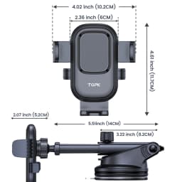 TOPK Car Phone Holder Mount Suction Cup Strong Grip Adjustable Dashboard/Windshield Stand Fit for All Smartphones iOS/Android