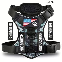 Reflective Dog Vest Harness with 5 PCS Patches Service Dog Harness Adjustable Soft Oxford Pet Harness