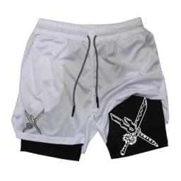 Solo Leveling Print 2in1 Running Workout Shorts for Men Gym Performance Compression Shorts with Phone Loop Athletic Activewear