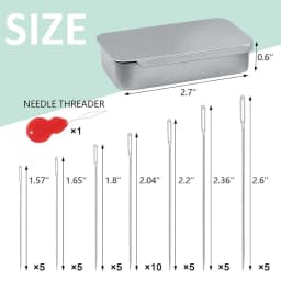 40 PCS Large Eye Beading Needles 7 Sizes Sewing Sharp Leather Needle Embroidery Thread with Threaders for Handsewing Art Crafts