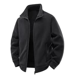 Men's Stand up Collar Fleece Jacket Thick Casual Wear Coat for Autumn Winter Comfortable Warm Stand up Collar Fleece Jacket