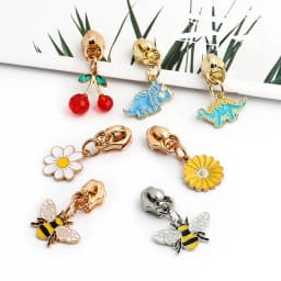 10/30/100PCS Cute Enamel Bee Sunflower Cherry 5# Zipper Puller Slider Heads For Tape Purse Bags Hangbag Charm Gift Accessories