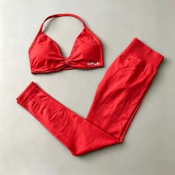 DFHE High Waist Scrunch Butt Leggings Set, Backless Halter Sports Bra, Seamless 2-Piece Yoga Fitness Athletic Wear