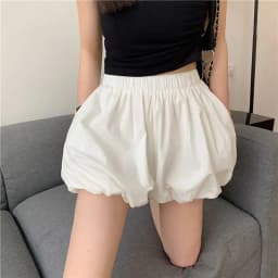 Lucyever 2025 Spring Fluffy Bloomer Shorts for Women Solid High Waist Loose Cute Shorts Female Korean All Match Short Pants