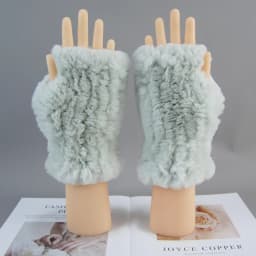 2026 New Fashion Real Rex Rabbit Fur Gloves Women Winter Genuine Fur Mittens Girl Fingerless Gloves Wrist Warmer Elastic Fluffy