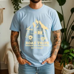 2026 Summer 100% Cotton Road Trips Graphic Oversized Tee Road Trips Camper Van Outdoor Themed Short Sleeve