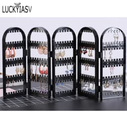 120/180/240/360holes Plastic Clear Earrings Studs Display Rack Folding Screen Earring Jewelry Display Stand Holder Storage Box