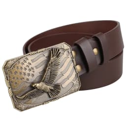 Men's Square Winged Eagle Buckle Genuine Leather Belt Stylish Accessory for Casual Wear