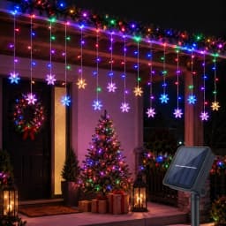 Solar Ice Strip Snowflake String Light Christmas Tree Decoration Light Winter Festival Light for Christmas Halloween Decor