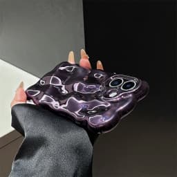 Glossy Wrinkle Plating Wave Border Case for iPhone 16 15 17 Pro Max Air Plus 11 12 13 14 Meteorite Pattern Soft Silicone Cover