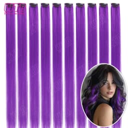 10 PCS Colored Synthetic Hair Extension Wigs for Women BB Clip Style Straight Hair Extension Wigs Suitable for Holiday Events