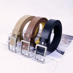 Korean Thin Belt for Men Women Simple Square Pin Buckle Waistband Vintage Jeans Pants PU Leather Girdle Waist Strap