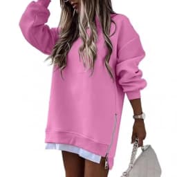 Style Pullover Hoodie Regular Fit Commute Style with Round Neck Asymmetrical No Hood Standard Length Single Women Sweatshirt