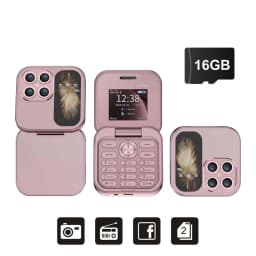 SERVO Mini Pocket Foldable Mobile Phone 1.77" Screen Magic Voice FM Radio Speed Dial Dual SIM Bluetooth Feature Cellphone Torch