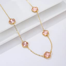 Natural Stone Shell Plant Five Leaf Flower Creative 20 Leaf Pendant Necklace Sweater Chain Women's Advanced Gift Clover