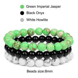 3Pcs/set 8mm Natural Stone Beads Bracelet Set Pink Zebra Rhodonite Moonstone Agates Hematite Bracelets For Women Men Jewelry