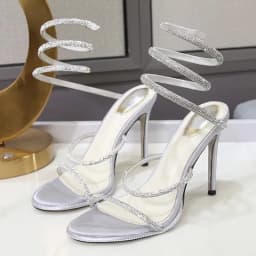 Eilyken Crystal Rhinestone Open Toe Woman Sandals Design Sexy Thin High Heels Party Prom Shoes Fashion Ankle Strap Pumps