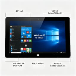 10.1 INCH T10 DS102 WINDOWS 10 Tablet PC Z8300 CPU 1280*800 IPS Screen 4GB DDR RAM 64GB ROM WIFI Dual Camera HDMI-Compatible
