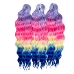 FREEDOM Synthetic Braiding Hair Extensions Deep Wavy 24 inch Long Curly Braids Hair Ombre Brown Rainbow Twist Crochet Hair