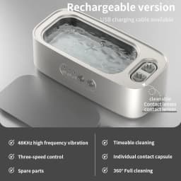 Upgrade Ultrasonic Cleaner 48Khz High Frequency White Machine for Contact Lens Glasses Jewelry Cleaning