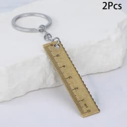 2PCS New Stainless Steel Mini Ruler With Keychain - Measuring Tool For Office And School Supplies (Anti-loss Measuring Ruler)