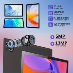 KOOMDIGI T30 PRO 10.1 Inch 2-in-1 Tablet PC Android 6GB RAM 128GB ROM 4G LTE 2.4G+5G WiFi Dual Camera 5MP+13MP with Pink Case Stylus Pen Keyboard Mouse