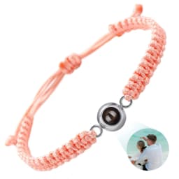 Custom Photo Projection Bracelet Adjustable Woven Titanium Steel Pendant DIY Picture Bracelet Jewelry Valentine's Day Gift