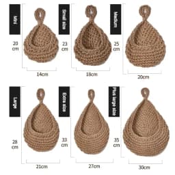 Handwoven Hanging Wall Fruit Vegetable Basket Organizer Container Decor for Kitchen Garden Mount Wall Plant Flower Onion Storag