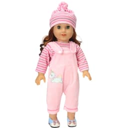 Doll Clothes for 17 Inch Dolls Overalls New Born Baby Doll Outfit with Hat Fit 40-43cm Doll Girl Accessories Gift