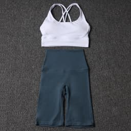 Nylon Yoga Set Gym Two Piece Sets Womens Bra Top Women Cycling Shorts Sport Fitness Sportswear 45 Colors Womens Clothing