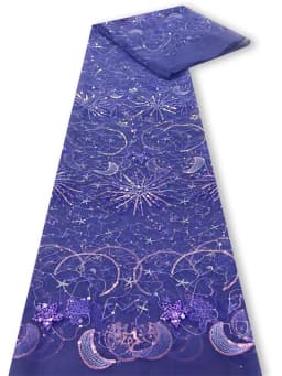 1meter Stars and moon sequined yarn cloth dress see-through sequined dress fashion designer mesh embroidery fabric