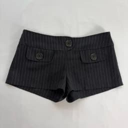Y2K Coquette Low Waist Mini Shorts Cuffed Hem Striped Solid Black Twill Button Pocket Vintage Street Daily Hot Pants