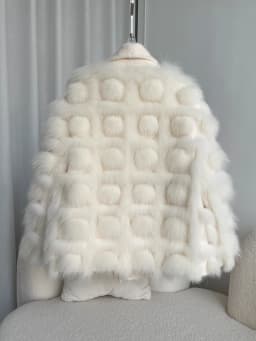 2025 New Style Real Fox Fur Coat Winter Women Loose Style Knitted Cardigan Jacket blended Thick Warm