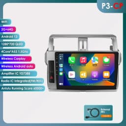 Hizpo AI Voice Car Radio Android Auto Multimedia For Toyota Land Cruiser Prado 150 2013-2017 4G Carplay Autoradio No 2din DVD