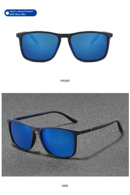 Mjyiwang Men Matte Square Polarized Sunglasses UV400 Blue Mirror Lens Anti Glare Driving Fishing Travel Outdoor Eyewear