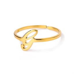 Initial Letter Rings For Women Gold Color Stainless Steel A-Z Letter Adjustable Ring Aesthetic Wedding Christmas Jewelry Gift