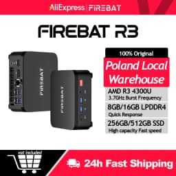FIREBAT 2026 Mini PC R3 AMD Ryzen 3 4300U LPDDR4 8GB 16GB RAM 256GB 512GB SSD Windows11 Pro Wifi6 BT5.2 Support 4K 60Hz Desktop Computer