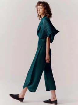Miyake Pleated Side Slit Ankle-Length Pants Women Korean Fashion Causal Loose Wide Leg Pants Jff374