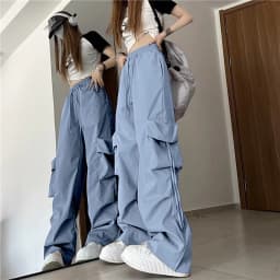 American Women's Overalls Retro Quick Drying Summer High Straight Wide Leg Streamers Loose Casual Floor Length Trousers Trend