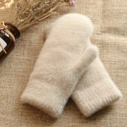 Simple Style Knitting Wool Plus Velvet Thicken Full Finger Women Winter Mittens Gloves Hairy Cute Lovely Sweety Keep Warm Soft
