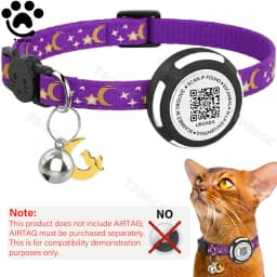 Glow AirTag Cat Collar with Airtag Holder & Pet Name QR Code for Apple Tracker Dual Protection Pet Collar for Kitten Puppy