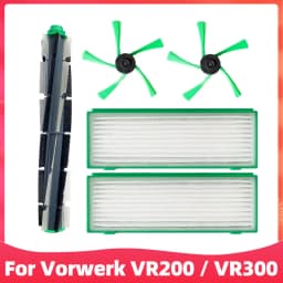 Fit For Vorwerk VR200 / VR300 Vacuum Cleaner Replacement Spare Parts Main Rubber Rolling Brush Side Spin Brushes Hepa Filter Set