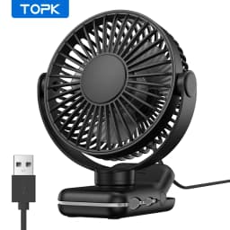 TOPK Mini Portable Clip on Fan,USB Desk Fan,3 Speeds Quiet Wind 720° Rotate Personal Electric Fan,Standing Fans for Room Home