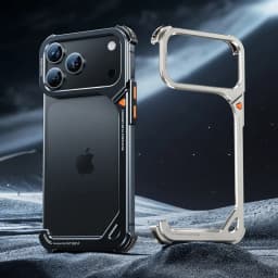 Eary 9-Shaped Phone Case for iPhone 18 17 Pro Max for Magsafe With 90° Lens Holder Stand Metal Frameless Bumper Anti-Drop Shells
