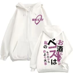 Anime BOCCHI THE ROCK Kikuri Hiroi Print Zipper Hoodies Harajuku Manga Style Zip Up Sweatshirts Unisex Fashion Vintage Pullovers