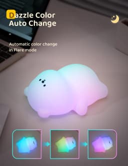 Night Light for Kids 2 Brightness Silicone Nursery Sleeping Light Portable USB Rechargeable Bedside Lamp For Baby's Room