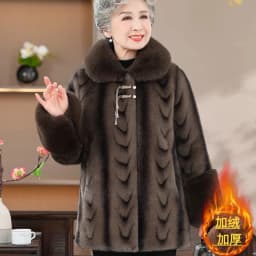 Winter Warm Plush Fur Coat Middle-aged Elderly People Imitation Mink Fur Oterwear Grandmother Thicken Cotton Parkas Jacket 8XL